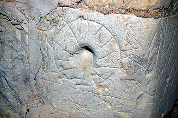 Scratch dial on the west wall of the south porch September 2011
